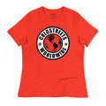 Red t-shirt with Goldsteps Worldwide logo in ring-spun combed cotton, perfect for casual wear