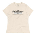 Cream-colored ring-spun combed cotton t-shirt with Cold Streets Iowa print design