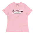 Pink t-shirt with Cold Streets South Dakota text, made from ring-spun combed cotton