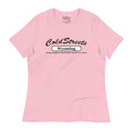 Pink t-shirt with Cold Streets Wyoming text in ring-spun combed cotton fabric