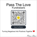 QR code with yellow smiley face for Pass The Love Fundraisers clothing initiative