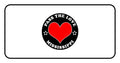 Black badge with red heart and Pass The Love Mississippi text, featuring stars design